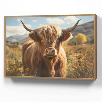 Wandlamp 90x60 cm - Oplaadbaar - Schotse hooglander - Dieren portret - Natuur - Dier - Wandlampen binnen woonkamer - Slaapkamer lamp - Decoratieve nachtlamp - Vloerlamp draadloos