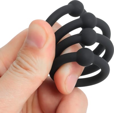 Banoch | Eikelring Set van Zwart Siliconen | Ø 25/28/30/32 mm | Set van 4 Cockringen | Flexibel & Comfortabel | penisring