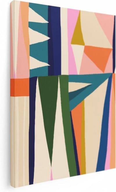 Artaza Canvas Schilderij Abstract Kleurrijk - 30x40 cm - Klein - Muurdecoratie Geometrisch - Wanddecoratie Woonkamer - Schilderijen Op Canvas