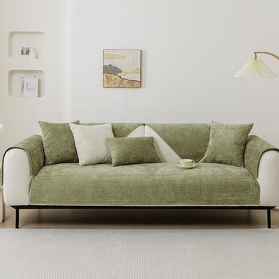 Chenille Vier Seizoenen Universele Bankhoes Bankkussen Effen Kleur Ruit Bankmat voor Woonkamer Antislip L-vormig Bankkussen 30x50 pillowcase 1pc