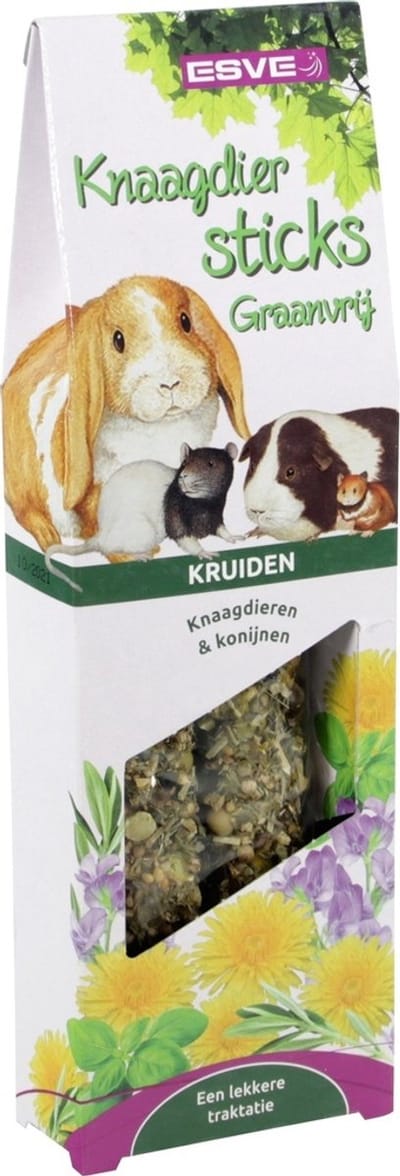 ESVE Knaagdiersticks graanvrij 2 stuks | kruiden, fruit | wortel of groenten Kruiden