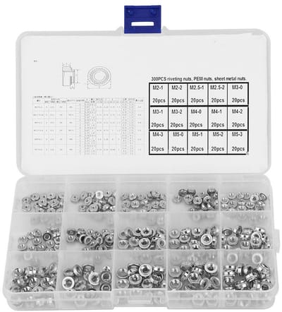 Dailygoods- Klinknagelmoer 300 stuks - Assortiment Kit - Metalen Bevestigingsmiddel - Rivetnut Insert - Druk Klinken - Hoge Kwaliteit - Moeren