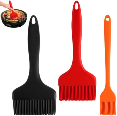 Dailygoods- Bakkwast Hittebestendig - Bakkwastenset 3 Stuks - Siliconen Borstel - BPA-vrij - Duurzaam - Breedte 10/7/3,3 cm - Keukenborstel