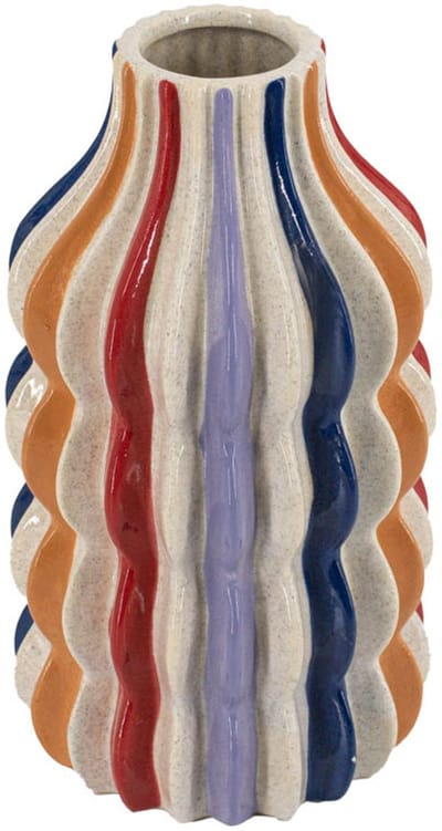 HomeBound by KY | Aardewerk vaas stripes regenboog | vaas | 18x18x31,5cm