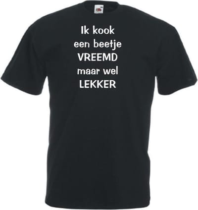 Mijncadeautje Unisex T-shirt zwart (maat XXL)  Ik kook een beetje vreemd