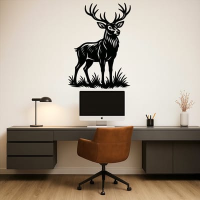 BR2Laser Hert in het wild – Wanddecoratie – Lasergesneden Hout – Dierenkunst – 75 cm Hoog
