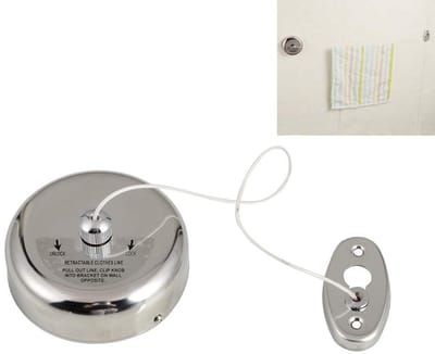 Dailygoods- Waslijn Uittrekbaar 2,8 m - Nylon Draad - 304 Roestvrij Staal - Geschikt voor Badkamer/Balkon - Eenvoudig te Installeren - 3 kg Draagkracht - Waslijnhouder