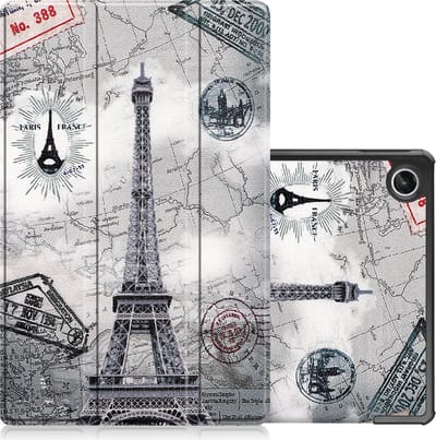 Hoes - Geschikt voor Lenovo Tab M10 Plus (3e / 3rd Generatie) - Dun & Stevig - Trifold Bookcase - Hard Cover - Hardcover Book Case - Tablet Hoesje - Eiffeltoren