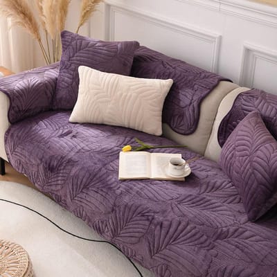 Winter Warm Bankhoes Vier Seizoenen Universeel Verdikking Woonkamer Decoratie Combinatie Bankkussen Antislip Meubel Stof 70x70cm paars