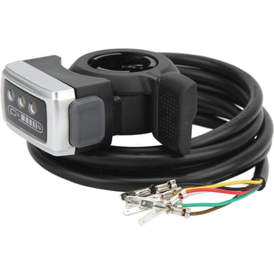 6-draads duimgashendel met AAN/UIT-schakelaar, batterij-indicator, 22 mm opening voor elektrische fiets black