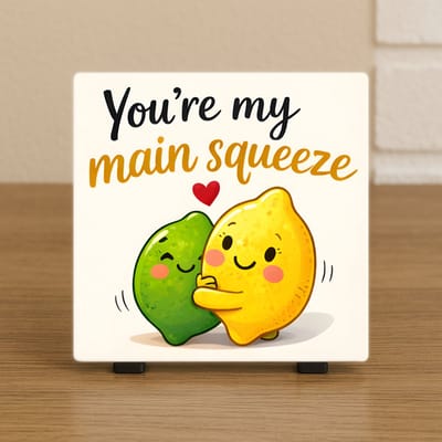 Wenstegeltje “You’re My Main Squeeze” – Liefde Cadeau – Handmade – Woondecoratie – Spreuktegel – Trendy nu – Valentijn – Liefde – Decoratie – Zomaar