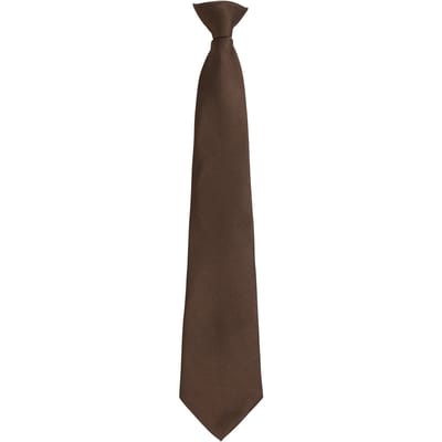 Premier Unisex volwassen kleuren modieuze effen Clip-On stropdas (Bruin)