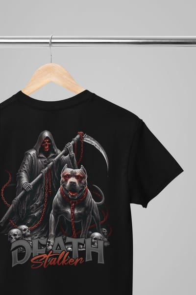 Oversized shirt - Death stalker - Wurban Wear | T-shirt | Merk kleding | Unisex tshirt | Streetwear | Pump cover | Techno outfit | Merk shirt | Gym shirt | y2k | Techwear | Urban | Grote maten | T-shirt heren | T-shirt dames | Zwart