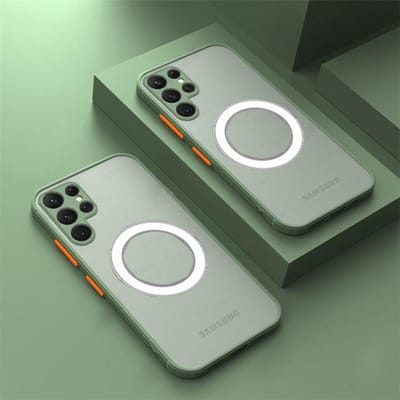 Luxe Mat Voor Magsafe Magnetische Draadloze Oplaadhoes Voor Samsung Galaxy S26 S25 Ultra S24 Plus S23 FE S22 Schokbestendige Cover Galaxy S26 Ultra