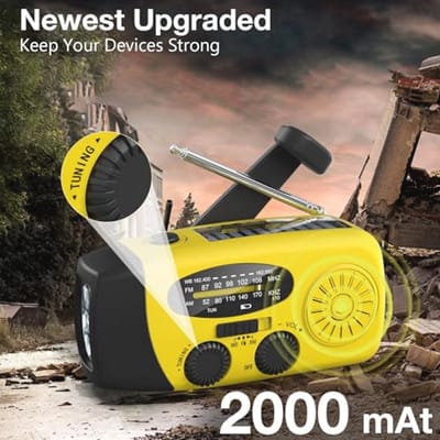 Zonne-energie Noodradio met USB-oplaadfunctie - Draagbare Weerradio met Dynamolamp en SOS-Alarmsysteem voor Camping en Thuis