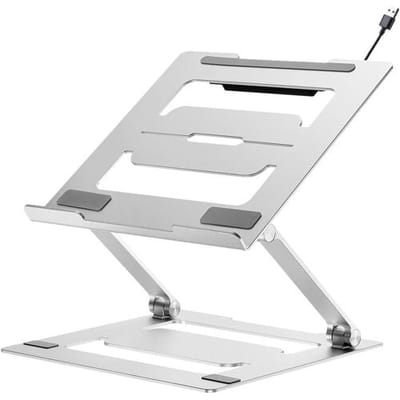 Verstelbare Laptopstandaard - Tot 17 inch - Met 4-voudige USB-A Hub - Inklapbaar - Aluminium