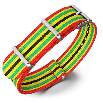 NATO Horlogeband G10 Military Nylon Strap - Rasta / Reggae 18mm