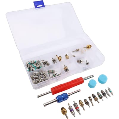 104 Stuks Auto Airconditioning Klep Accessoires Kit R134a R12 Klep Set met Verwijdergereedschap Stof voor Auto's Fietsen Vrachtwagens