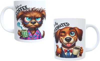 Bedrukte beker - spreuk Before coffee - fully caffeinatad - afbeelding