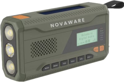 NovaWare® Noodradio Solar Opwindbaar - Powerbank Zonneenergie met 4500mAh - DAB+/FM - Noodpakket - Bluetooth speaker - Draagbare Radio - Groen