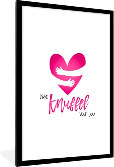Fotolijst incl. Poster - Get well soon - Spreuken - Hartje - Knuffel - 60x90 cm - Posterlijst