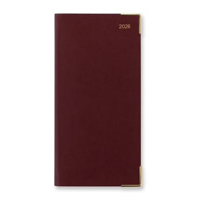 Letts of London Classic Slim Landscape Week to View Diary with Appointments 2026 Burgundy