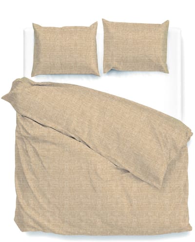 Zohome Dekbedovertrek Lino - Tan Brown - Dekbedovertrek 200x200/220cm - 100% Katoen - Linnen Look - Tweepersoons