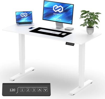 Infinity Goods Zit Sta Bureau Elektrisch Verstelbaar - 140 x 60 CM - Geheugenfunctie - Wit