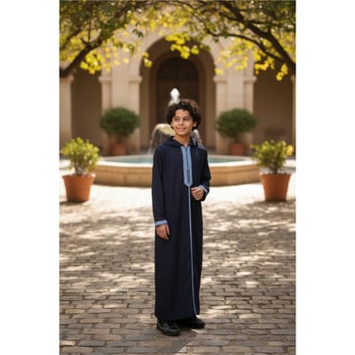 Kinderen jongens Marine Eid Marokkaanse Thobe Robe Djellaba Ramadan Jubba LFS-K-HM3 met capuchon