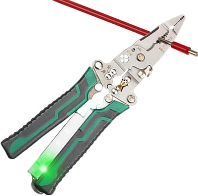 Elektrische Kabelstriptang - Kniptang Stripper - Elektrische Werkzaamheden - Geïntegreerde Elektrotester - 21.5 cm - Groen