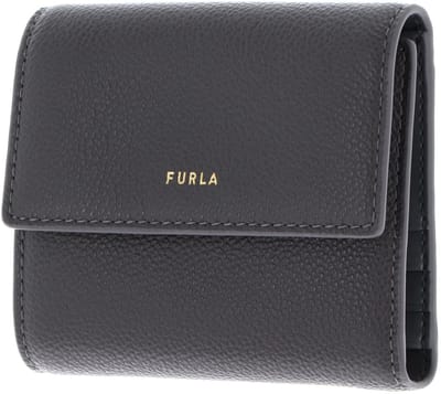 FURLA Leren portemonnee Vitello Night Goccia Compact Wallet Urban Gray grijs