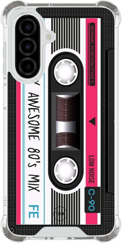 Shockproof hoesje geschikt voor Samsung Galaxy A26 - Cassette - Schokbestendig - Verhoogde randen - TPU case - Extra Sterke Back Cover - Print - Transparant, Zwart