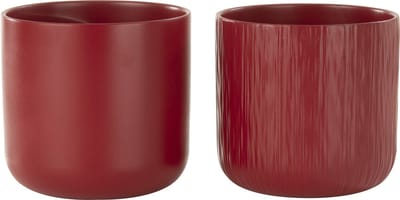 J-Line bloempot Gen - keramiek - rood - large - 2 stuks - Ø 18.5 cm