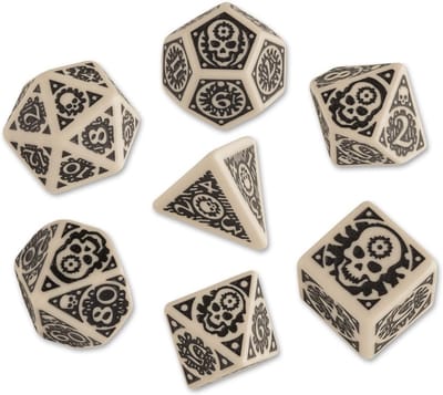 Dobbelstenen Set - RPG Dobbelstenen - Tabletop Spel - Verhaal Vertellend - 7 Stuks - Beige Zwart