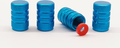 Schrader (auto) ventiel - Lichtblauw aluminium grip met afdichting