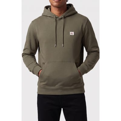 Calvin Klein Classic Long Sleeve 350gsm Terry Woven Label Dusty Olive Taglia: M | Felpe con cappuccio Outlet | Uomo | Verde