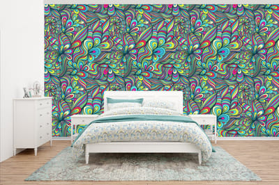 Behang - Fotobehang Fantasy - Design - Kleuren - Retro - Breedte 500 cm x hoogte 280 cm