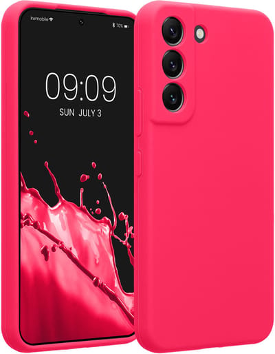 kwmobile telefoonhoesje geschikt voor Samsung Galaxy S22 - TPU backcover met siliconen coating - Smartphone case in neon roze