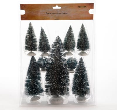 Decoratie boompjes - 9x stuks - groen - 4-22 cm - hobby