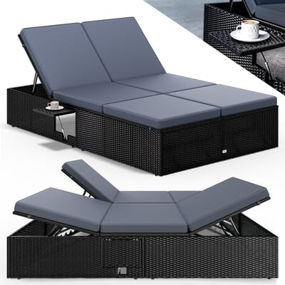 Casaria Ligbed - Tweepersoons Verstelbaar 200x115 - Zwart Antraciet