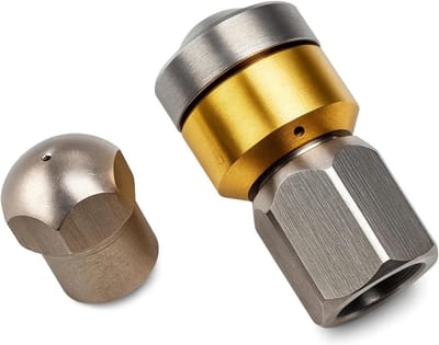 Pijpreinigingsset - Afvoer reinigers - Verstoppingen oplossen - 2 roterende sproeiers - 1/4 inch - Zilver
