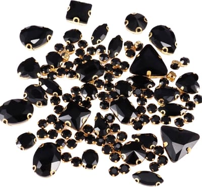 BamBella® Zwart - Grote Naai strass Steentjes - 130 stuks - strass stenen glitters kleding versieren