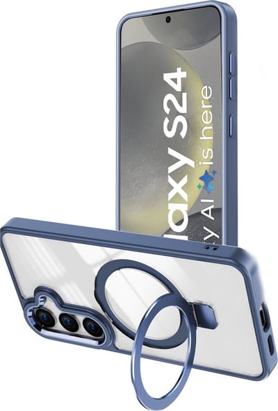 Hoesje Geschikt voor Samsung Galaxy S24 hoesje - met Magnetisch Ringhouder - Arara backcover - Blauw