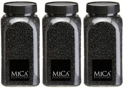 Mica Decorations decoratie stenen/granulaat - 3x - 650ml - zwart - hobby steentjes