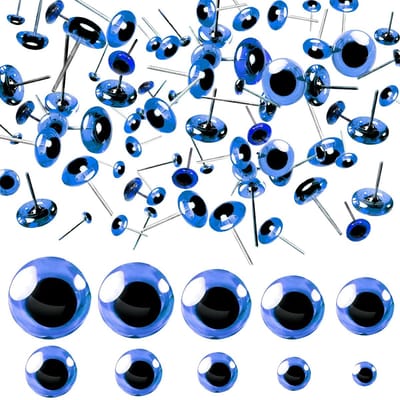 Dailygoods- Poppenogen 100 Stuks - Veiligheidsogen Blauw - Glas Rond 3-12 mm - Vulling voor Knuffels - Veiligheidsneusjes voor Knuffels - Doe-het-zelf Knutselen