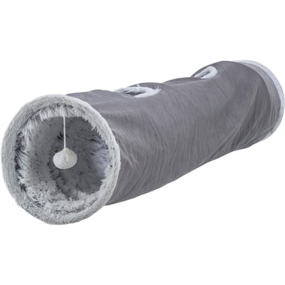Trixie - Katten Speeltunnel Harvey - Velours/Pluche - Grijs - 116x27 CM