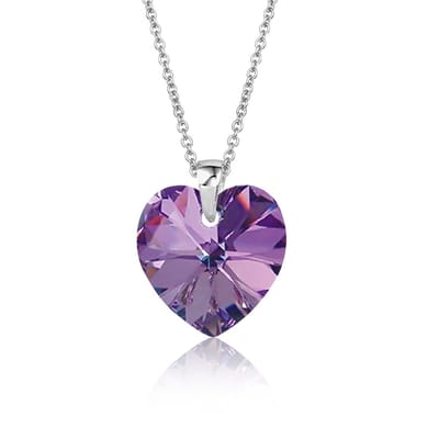 Montebello Ketting Fleur HZ115 - Swarovski Hart - 925 Zilver Gerhod. - Ø14mm - 50cm