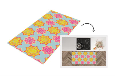 Keukenloper 120x60 cm - Keukenmat vinyl Flower Power - Design - Hippie - Keukenmatten loper - Keuken vloerkleed tapijt