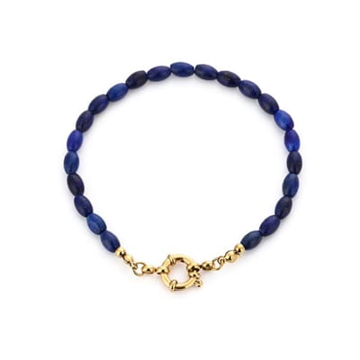 Bijoutheek Armband (Sieraad) Kralen Ovaal Fijn Cobalt