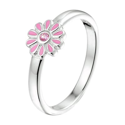 Zilver Gerhodineerde Kinderring bloem zirkonia 1333124 14.00 mm (44)
